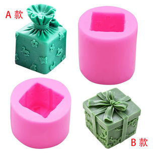 Christmas Gift Box Aromatherapy Candle Silicone Mold diy Gypsum Gypsum Gift Ornaments Stereo Gift Box Mold