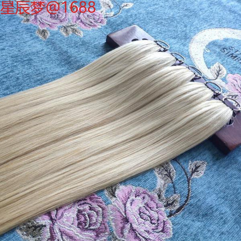 第二世代フェザー9度カラーヘアエクステンション、リアルヘアゴールドホワイトフェザーヘアエクステンション、ハイライト、シームレスヘアエクステンション、手織り直販|undefined