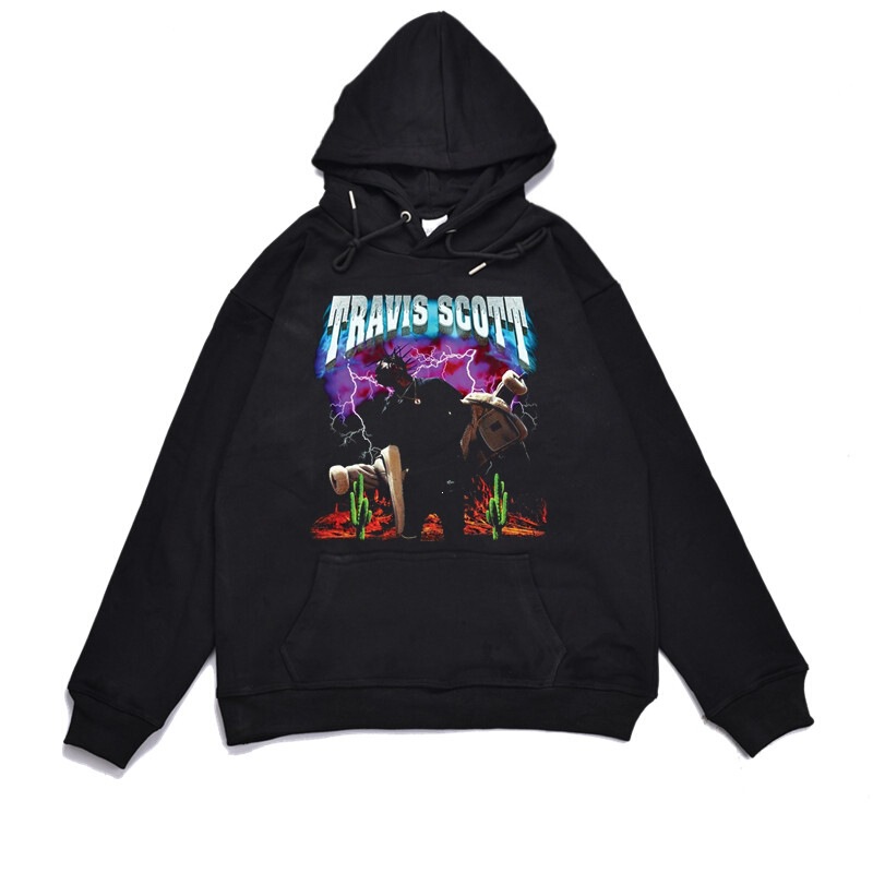 Hip-hop rapper Travis Scott fleece-lined European and American style loose thick hooded sweatshirt for men and women Hip-hop rapper Travis Scott fleece-lined European and American style loose thick hooded sweatshirt for men and women