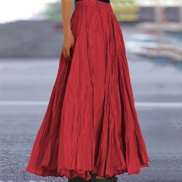 summer solid color long skirt