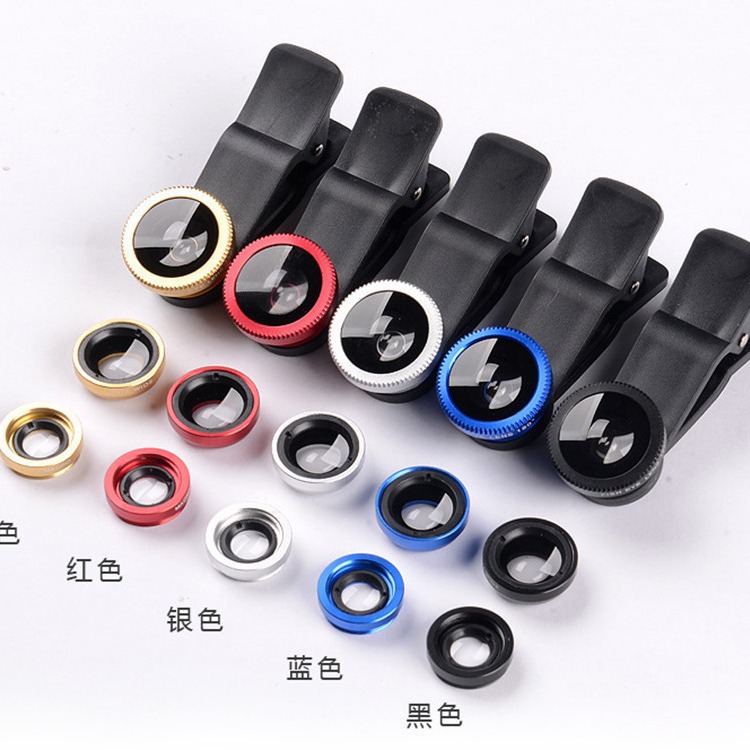 Teléfono móvil lente lupa 180 grados fisheye gran angular macro selfie dispositivo tres-en-uno ojo de pez clip lente