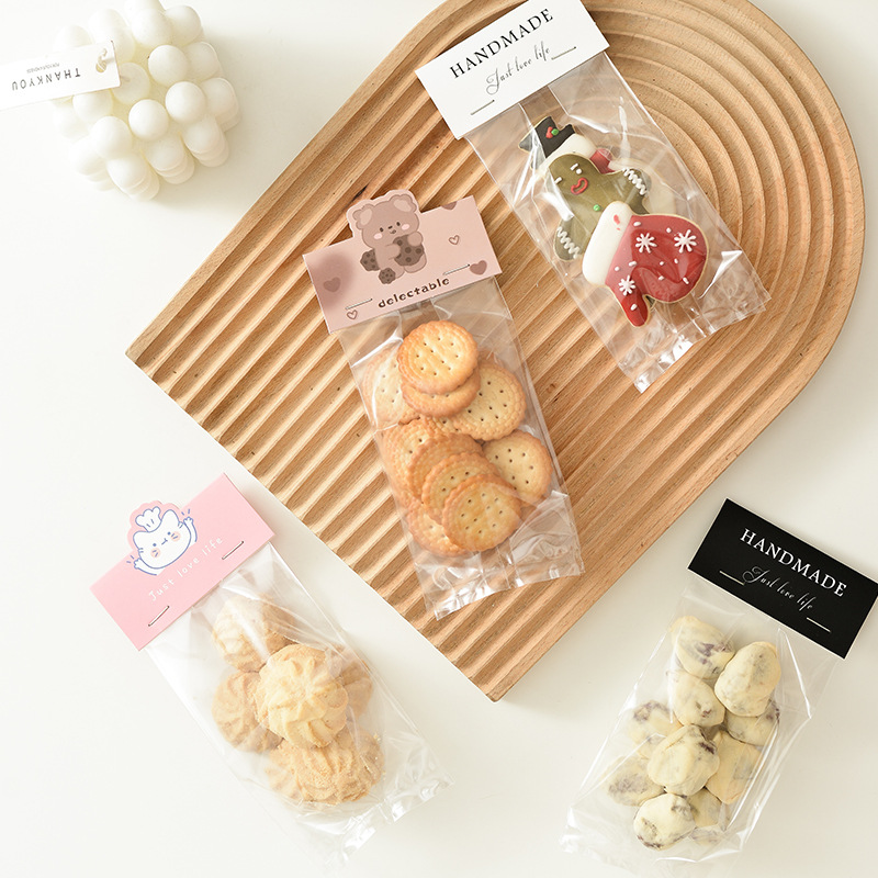 Ins-style cookie packaging bag cranberry glutinous rice boat nougat snowflake brittle transparent bag paper cup cake dessert bag
