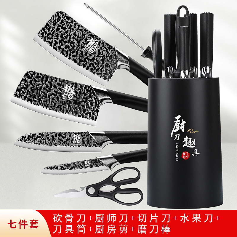 utensilios de cocina afilados Longquan hueso forjado cuchillo de cocina cuchillo de cocina cuchillo de corte cocinero corte súper rápido conjunto de cuchillo de cocina doméstico