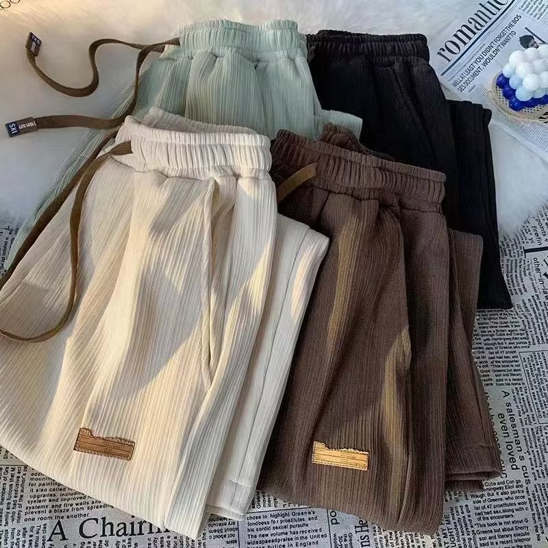 Pants Men's Summer Casual Pants Men's Summer Thin Ice Silk Dape Straight Pants Fashion Brand Wide Leg Sports Pants