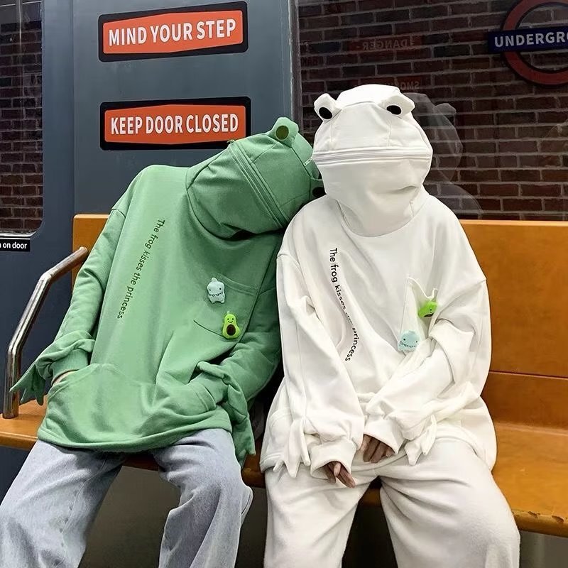2023 couple frog pullover sweater men's design hooded coat autumn and winter loose top fashion brand class clothes