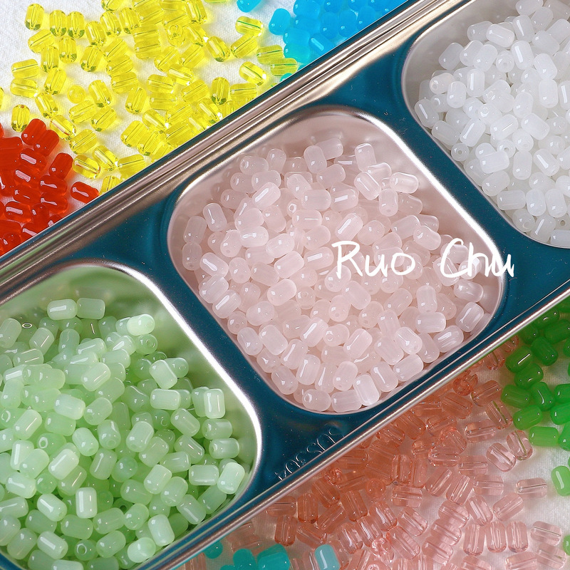 Super High-Quality Solid Color Small Pill Jujube Beads Glass Millet Beads Loose Beads 4X6Mm Handmade Beaded Bracelet Necklace Accessories