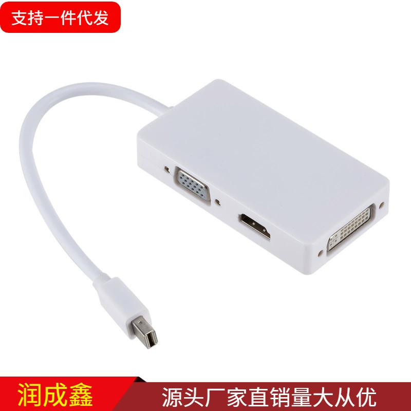 Мини DP DisplayPort тройной в одном конвертер DP в VGA+HDMI+DVI преобразователь линия