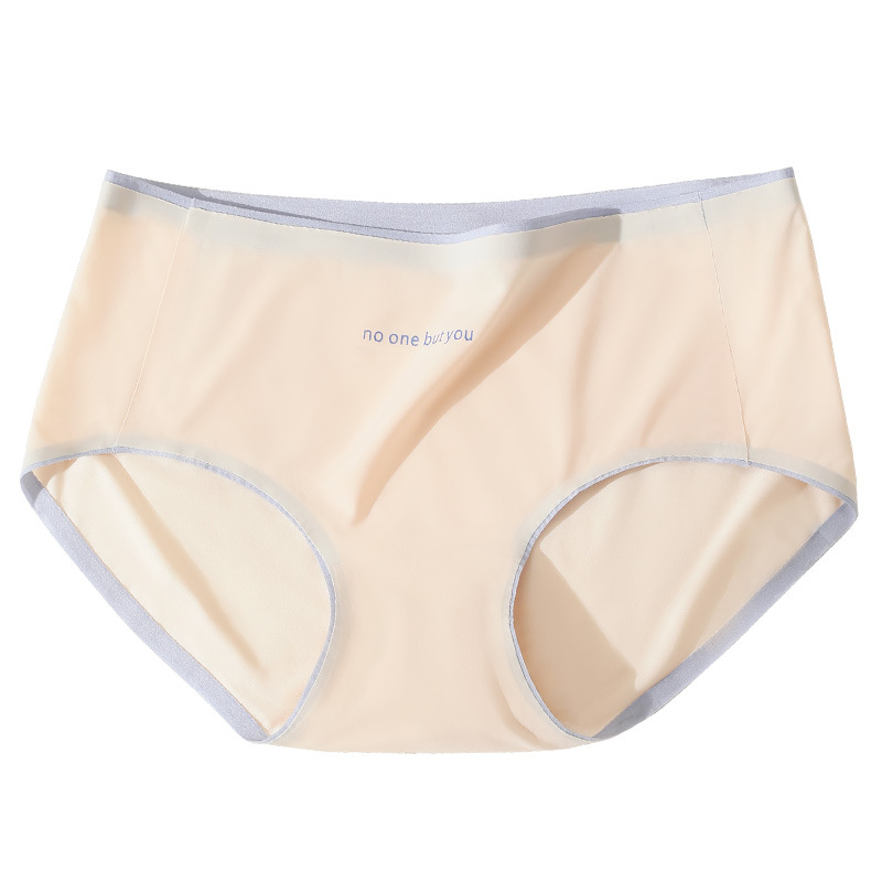 Ropa interior de seda de hielo de verano de las mujeres delgada de algodón puro transpirable entrepierna sin costuras de cintura media triángulo pantalones cortos cabeza estilo deportivo ropa interior de niña