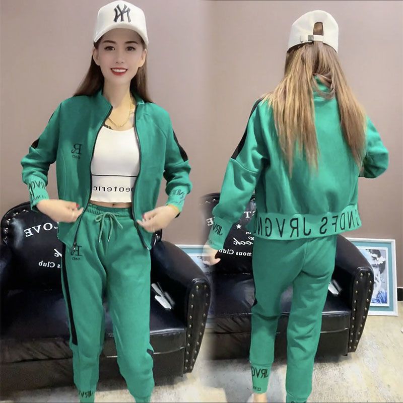 Casual suit Women's Spring and Autumn Western Style Sexy Skinny plus size Sportswear Elegant Two-piece Set