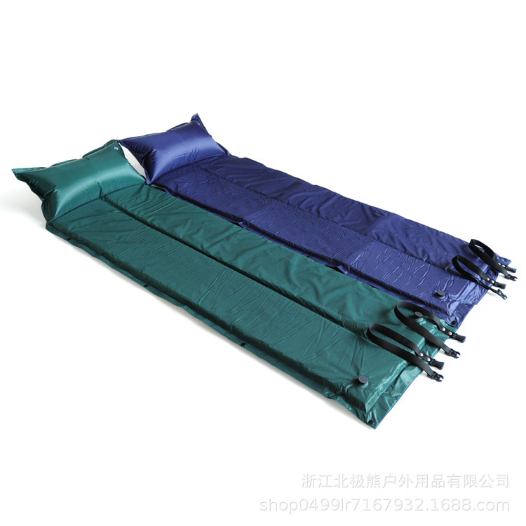 Outdoor foldable 9-point inflatable mat with pillow, tent mat, can be spliced, camping moisture-proof mat