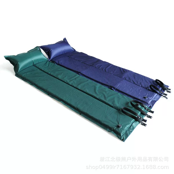 Outdoor foldable 9-point inflatable mat with pillow, tent mat, can be spliced, camping moisture-proof mat