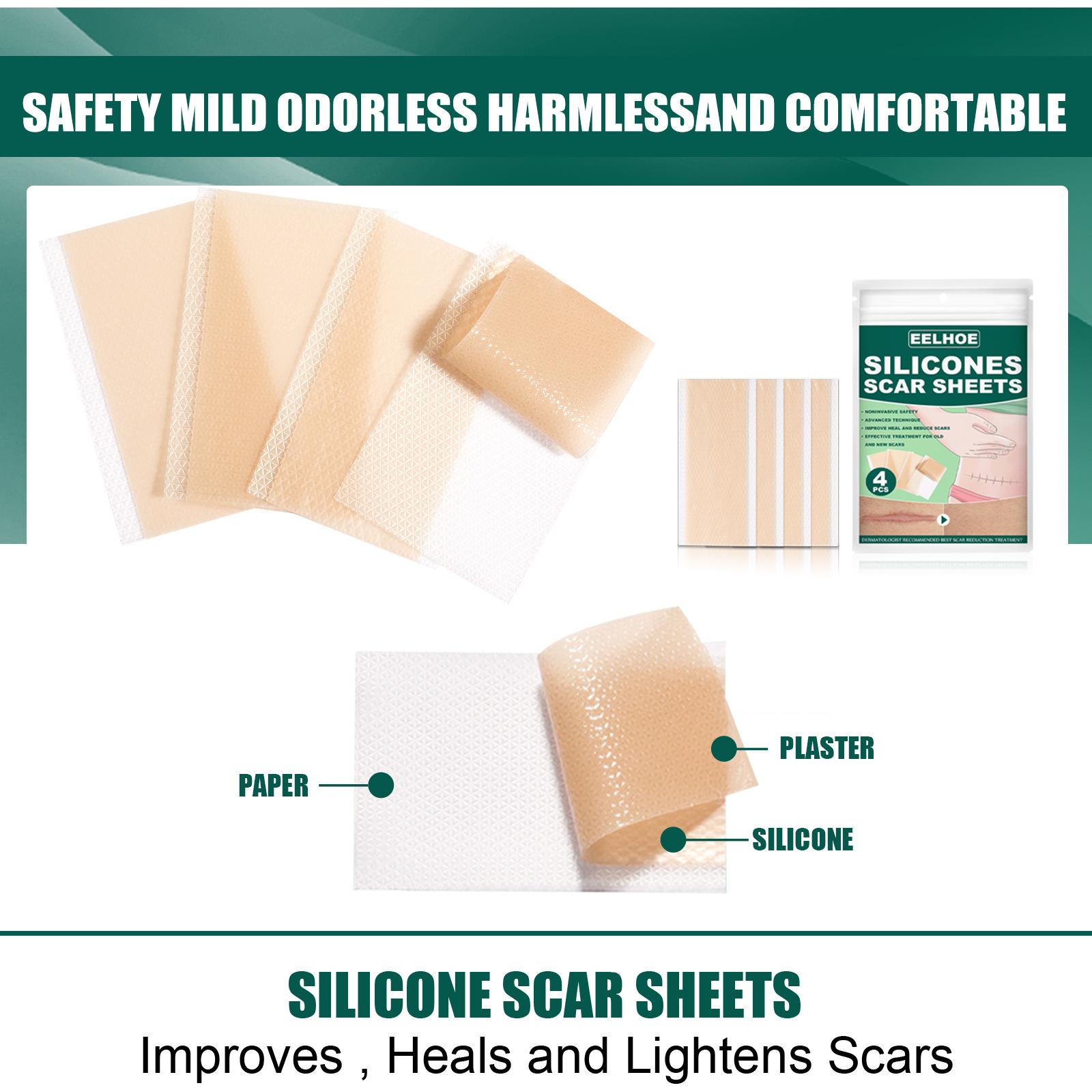 EELHOE silikono gelio gėlinimo operacija nėštumas raukšlės nudegimas randas lopas lygi oda žaizdų taisymas_voghion.com