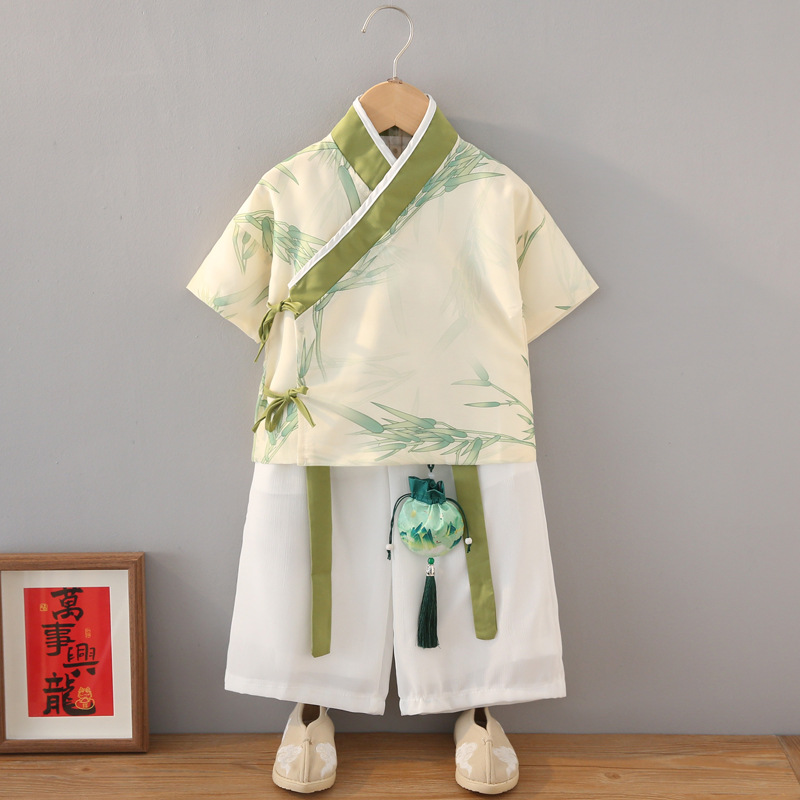 兒童漢服女童夏款中國風周歲禮服男童夏季薄款唐裝寶寶古風表演服
