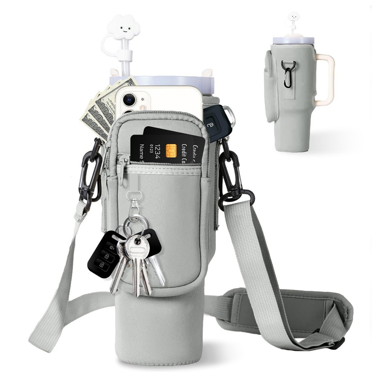 그레이 (키체인 + 더블지퍼 + 카라비너 + 재고배송)