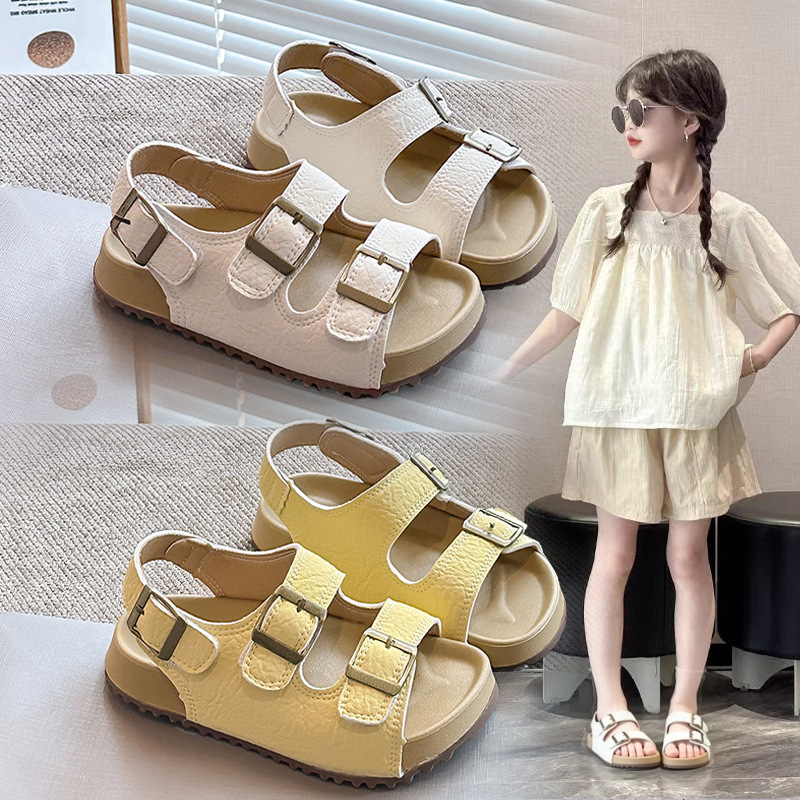 2026 verano nuevas sandalias de niñas con cabeza hueca coreana zapatos de princesa para niños zapatos de playa suaves antideslizantes