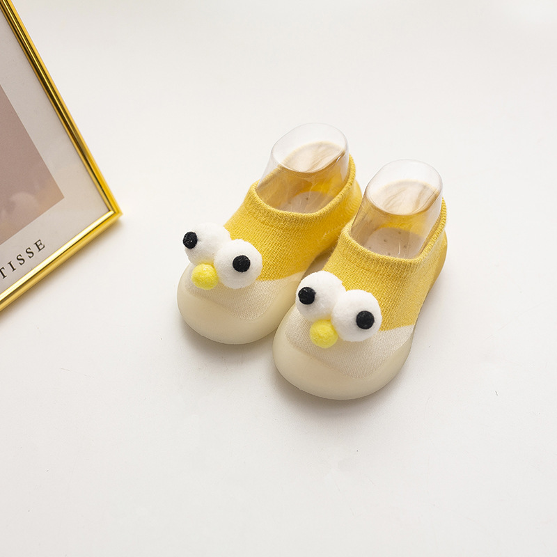 Zapatos de dibujos animados para niños pequeños de ojos grandes, calcetines para niños, zapatos para niños, zapatos para niños de suela suave antideslizantes de tubo bajo de primavera y verano