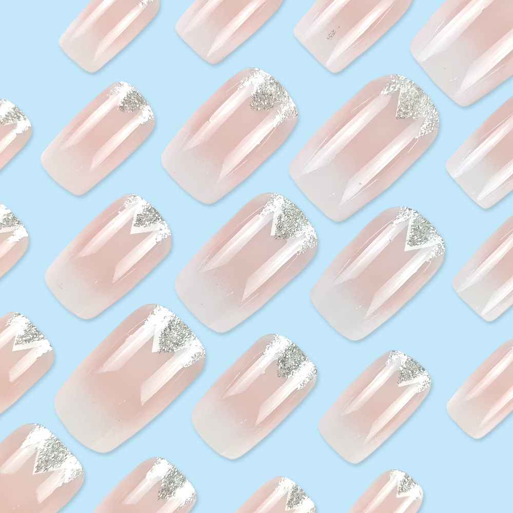 Polvo de jade blanco gradiente manicure polvo de plata montaña parche de uñas falsas sensación de alto nivel de venta caliente transfronteriza desgaste de uñas image 4