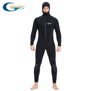 Yonsub Warm 7mm Wetsuit One-Piece Front Zipper Hooded Men's Suit Surf Suit Summer