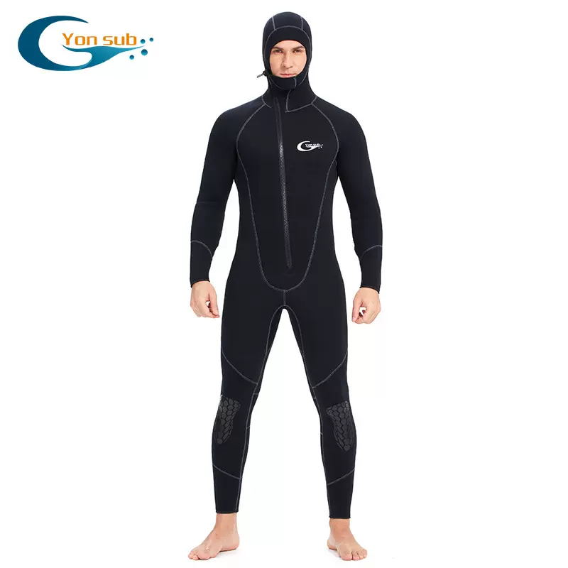 yonsub保暖7mm潜水服连体前开拉链连帽男款套装冲浪服夏季