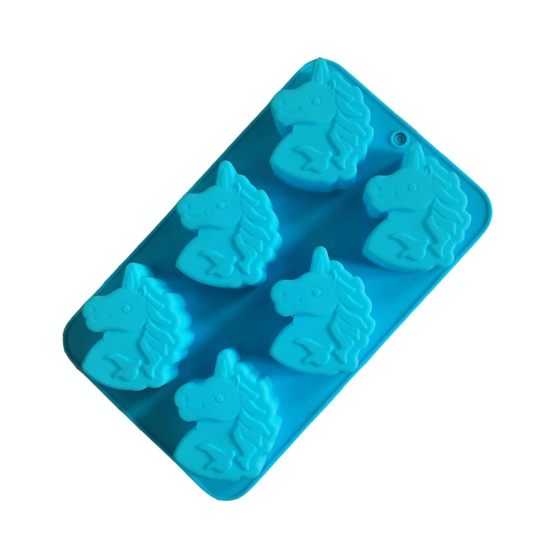 Silicone 6 connecting unicorn cake model ice grid chocolate soap, rice cake supplementary food dessert ice cream jelly mold