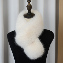 新款仿毛绒气质围脖保暖围巾加厚仿皮草狐狸毛交叉毛领韩版百搭款