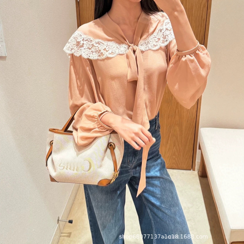 26 New Shenzhen Nanyou Lace Ribbon Silk Long Sleeve French Romantic Gentle Fairy-Like Girlish Silk Blouse 26 New Shenzhen Nanyou Lace Ribbon Silk Long Sleeve French Romantic Gentle Fairy-Like Girlish Silk Blouse