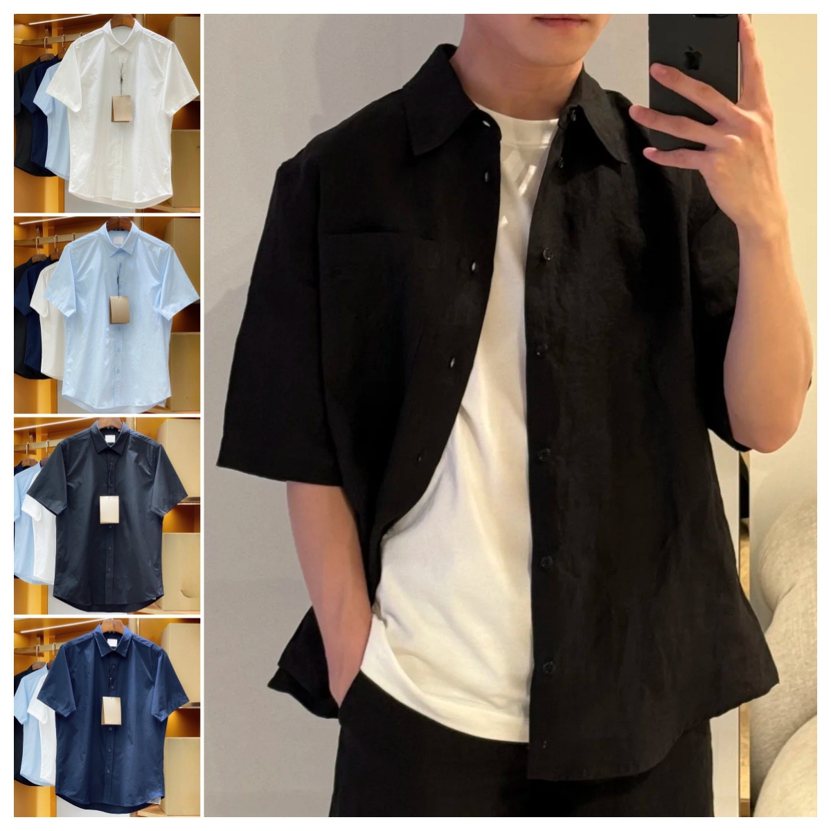 深圳南油欧货bbr高版本战马刺绣纯棉棉府绸衬衫 bur男女同款衬衣