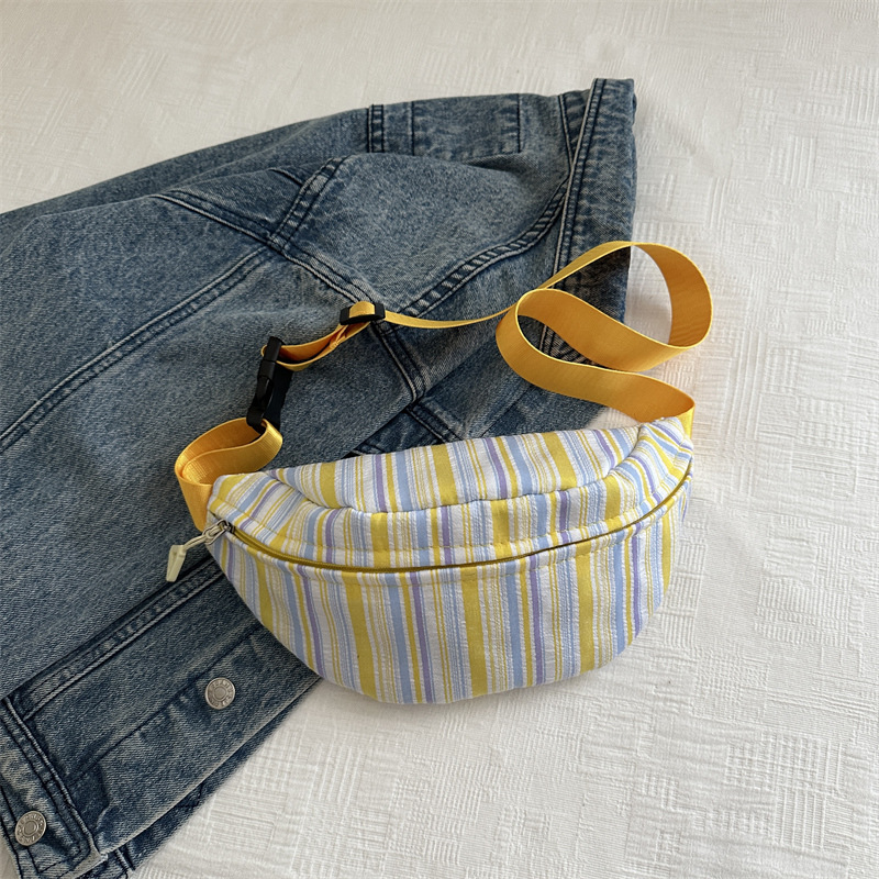 Bolso de cintura a rayas verticales japonesas inns lindos, frescos y simples, bolso de mochila, bolso de pecho para chicas
