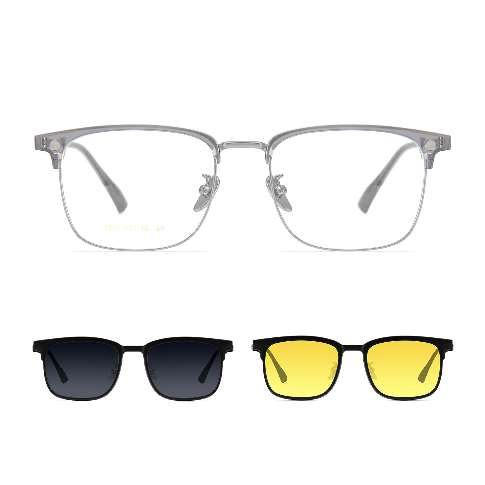 3 - en - 1 gafas de sol miopía aleación de visión nocturna fuerte absorción magnética gafas de ceja marco de gafas polarización alta definición al por mayor gafas