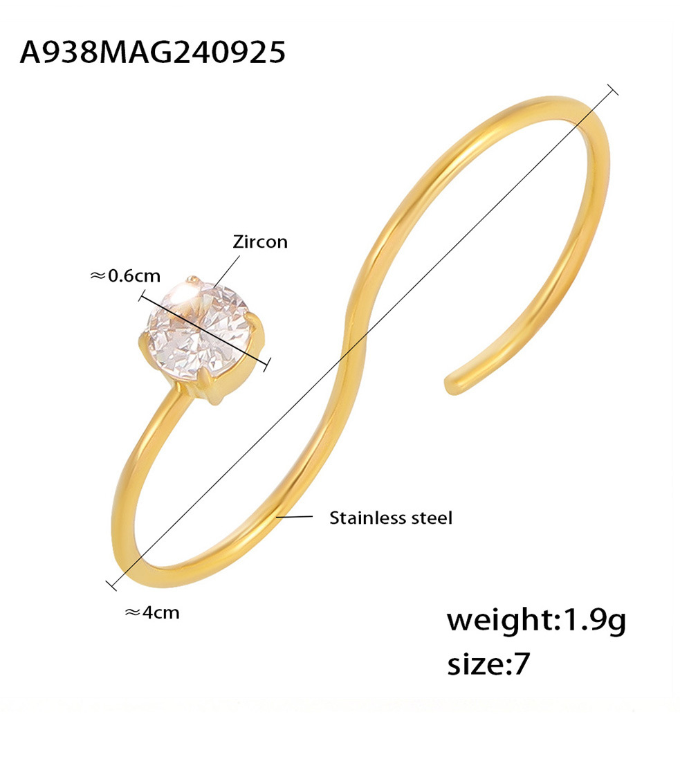 S-shaped Double Finger Wrapped Gold 3A Zircon Ring Stainless Steel PVD Simple And Luxurious Bracelet_voghion.com