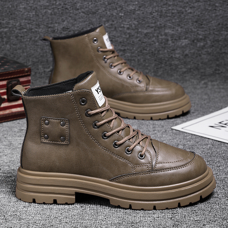 Martin boots otoño para hombre nuevo estilo alto retro estilo británico montañismo botas de herramientas botas cortas de moda para hombre suela gruesa todo fósforo