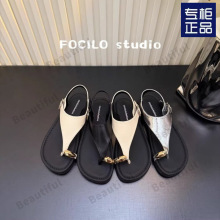 超绝夏季法式凉鞋女夏季外穿时尚百搭平底夹脚沙滩鞋配裙子罗马鞋