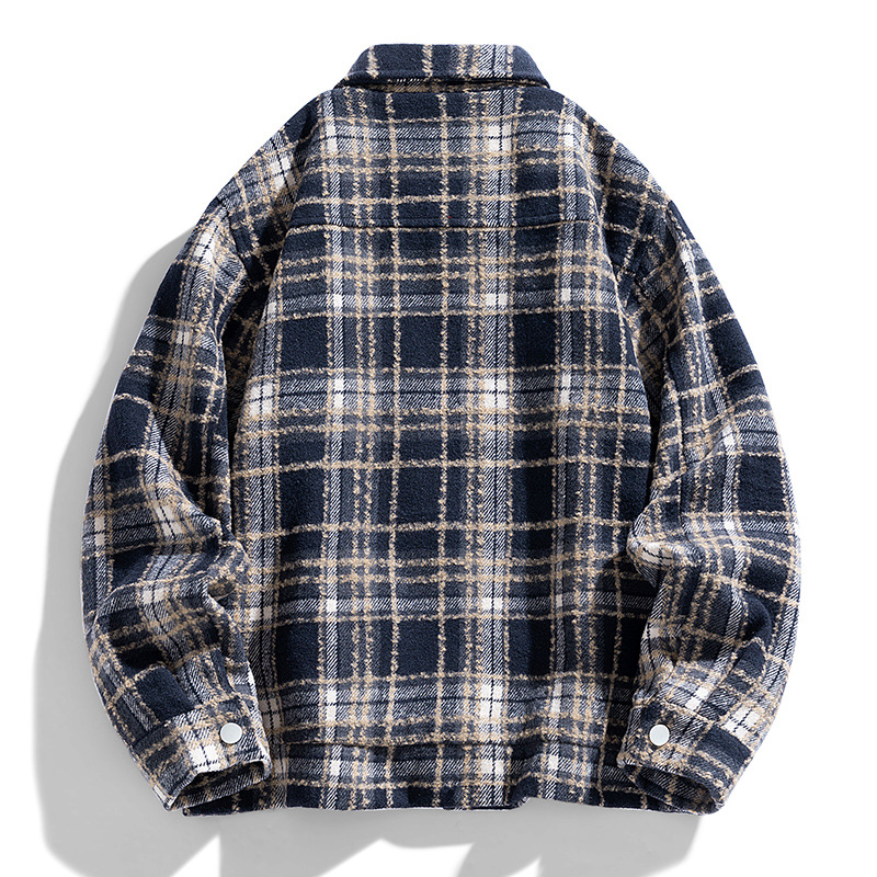 Men's Clothing Autumn And Winter Men's Jacket Trend Fashion Loose Plaid Shirt Jacket Men's Casual All Match_voghion.com