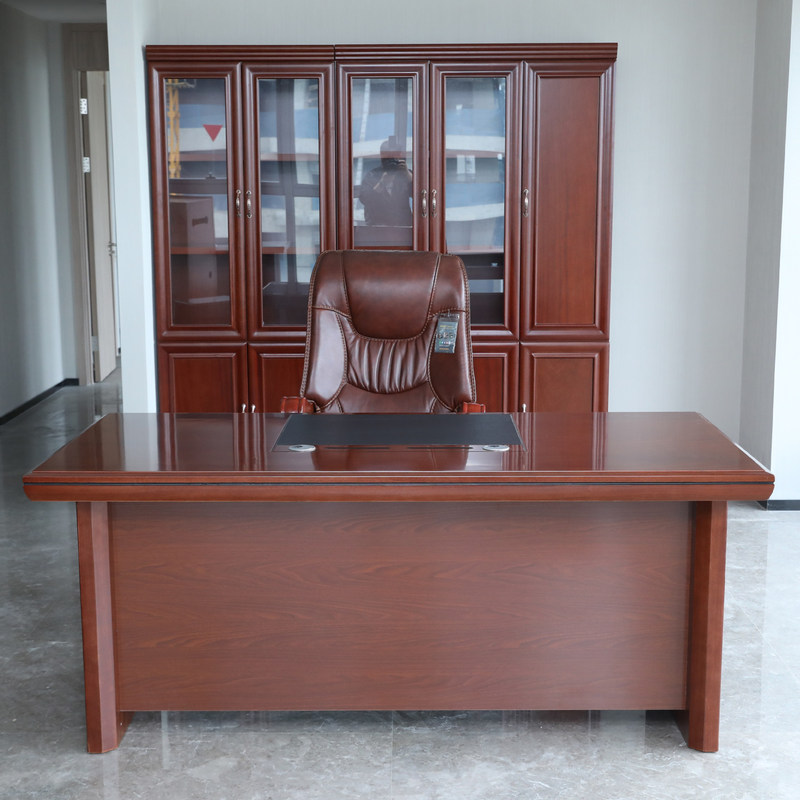 Painted Veneer Office Furniture Executive Desk and Chair Set, Grand Executive Desk with Storage Cabinet