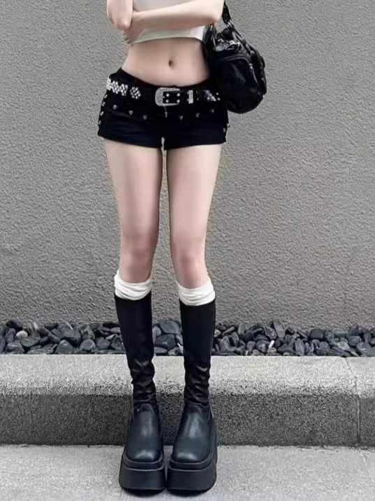 Джинсовая юбка, шорты, летняя sexy поясная сумка, дизайнерские брюки, американский стиль, акцент на бёдрах