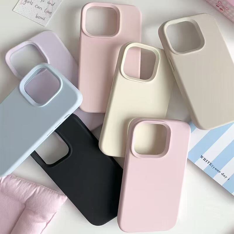 Soft-Touch Sticky Rice Texture Phone Case Suitable for Apple 17, 16 Pro Max, Anti-Drop for 15, Soft for 14, Solid Color for 13, Large Hole Design, High-End Trendy