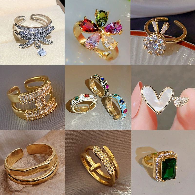 Fashionable adjustable ring, zirconium, Japanese and Korean, internet celebrity, on index finger