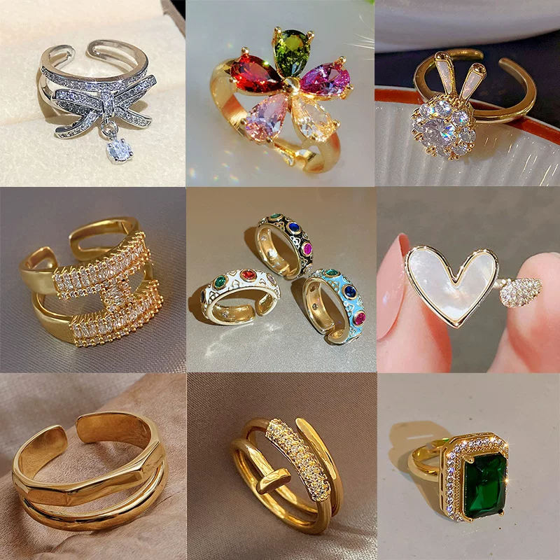 Fashionable adjustable ring, zirconium, Japanese and Korean, internet celebrity, on index finger