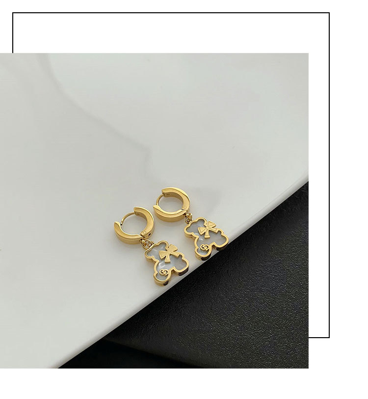 Fashion Bear Titanium Steel Plating Drop Earrings 1 Pair
