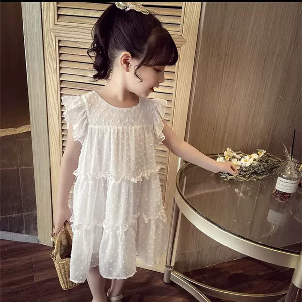 Sleeveless small fur ball white