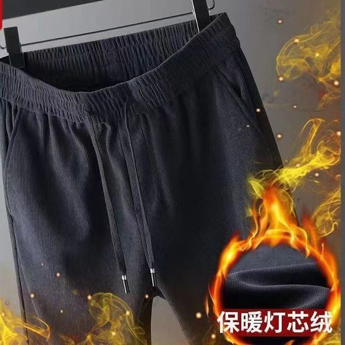 2025年现货商务加厚中老年松灯芯绒爸爸长裤宽松拉链门襟抽绳男裤|undefined