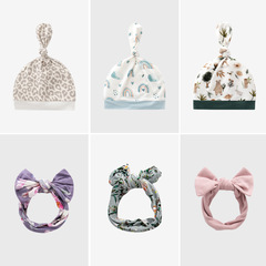 Bamboo fiber spring and summer thin baby hat newborn baby 0-3 months old headgear headband hair hat