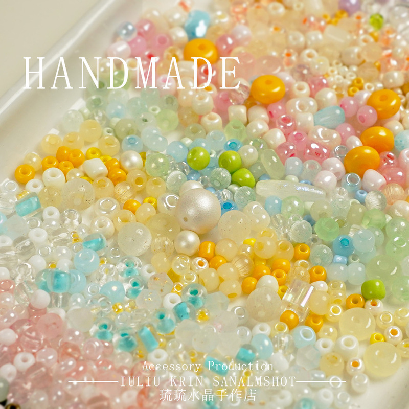 Candy Series High-Grade Mixed Color Glass Rice Beads Loose Beads Handmade DIY Beading Material Necklace Bracelet Jewelry Accessories