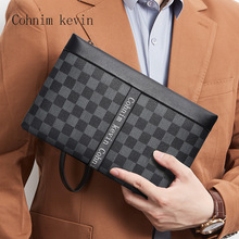 新款男士手拿包品牌手包男包休闲大容量手抓包潮牌男经典格子夹包