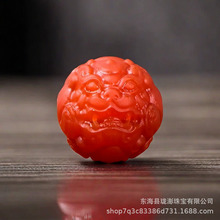 保山南红精工貔貅散珠单珠满色满肉柿子红文玩配件饰原矿南红批发