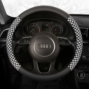 Houndstooth Car Steering Wheel Cover, Universal for All Seasons, Car Interior Accessories, Factory Wholesale and Dropshipping