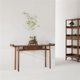 Zen Style New Chinese Style Entrance Table Black Walnut Solid Wood Table Entrance Table Ancient Supply Table Simple Bar Table Bar