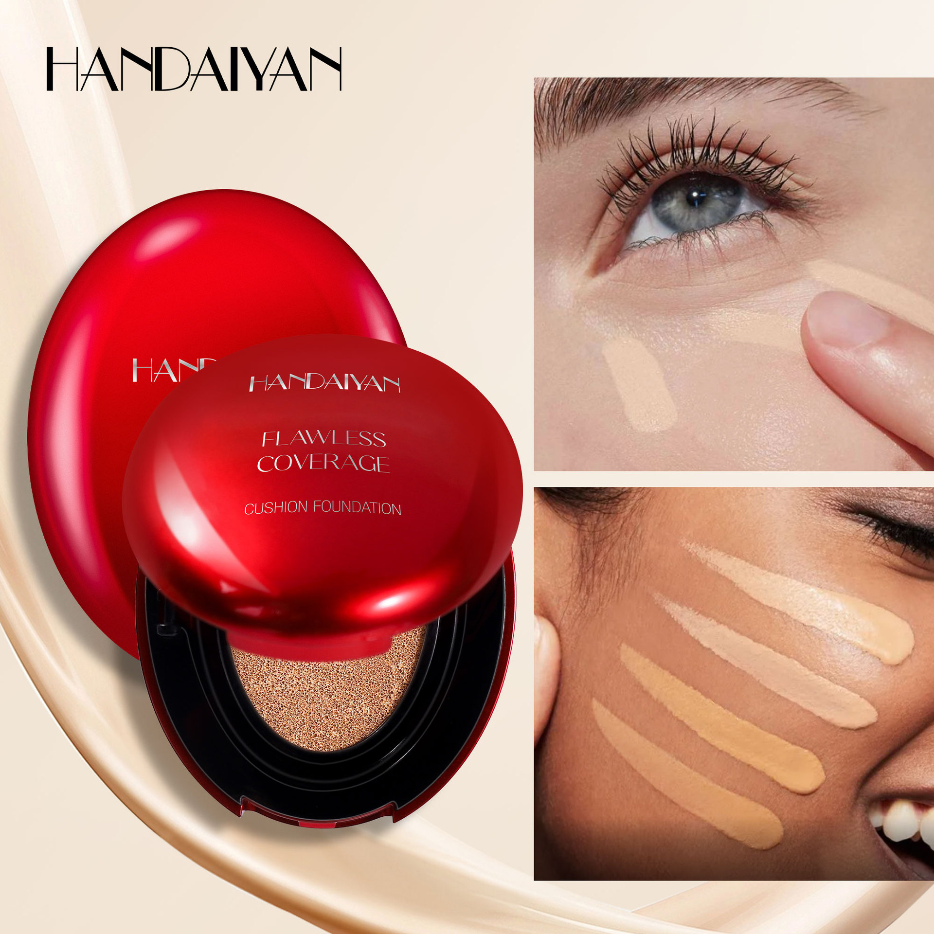In stock Air Counter Foundation Liquid 5 color elíptico rojo shellhandaiyan transparente natural concelector reparador líquido de base transfronterizo