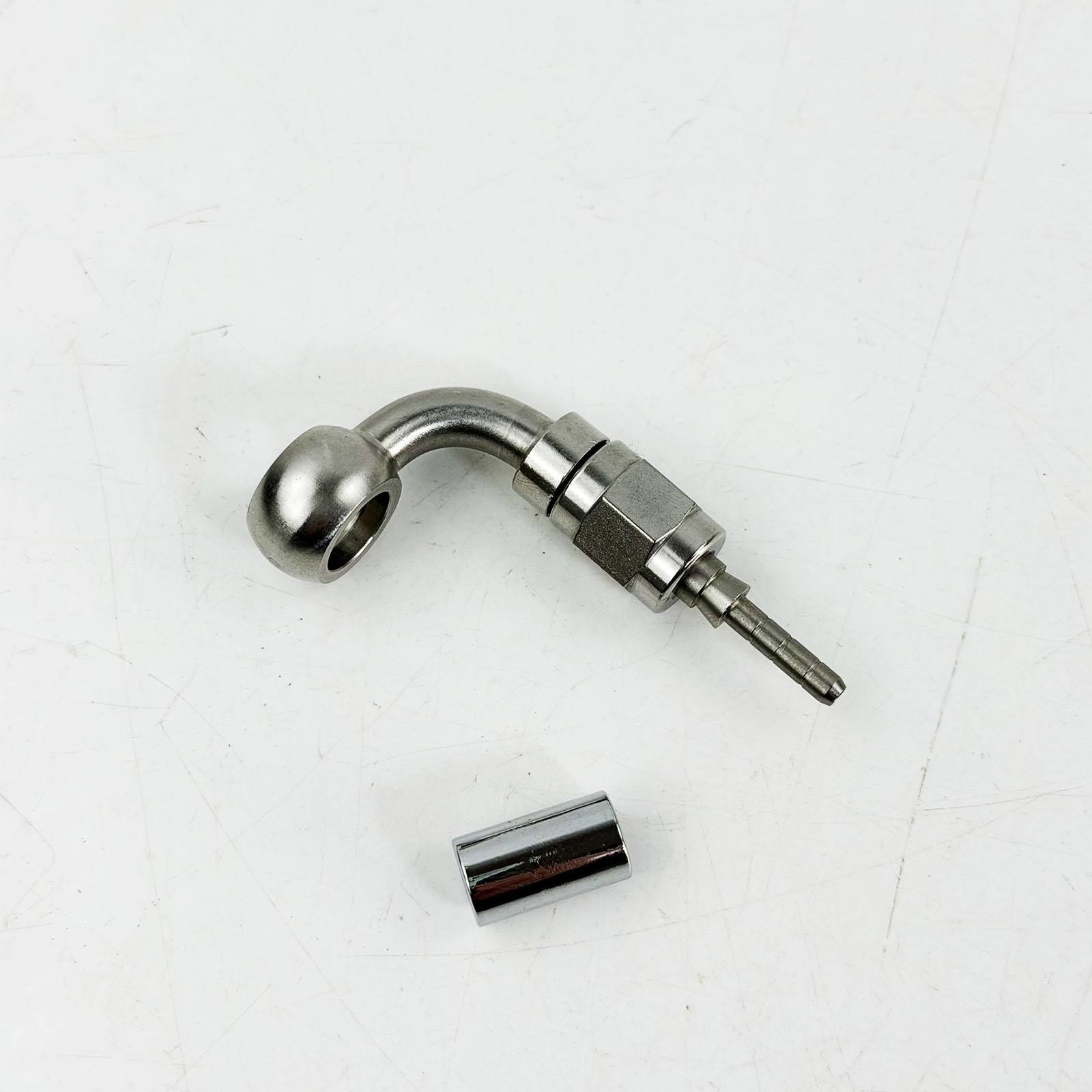 M10 0-Degree/28-Degree/90-Degree/90-Degree Extended Nickel-Plated Brake Steel Hose Fish-Eye Fitting Crimped Hydraulic Connector