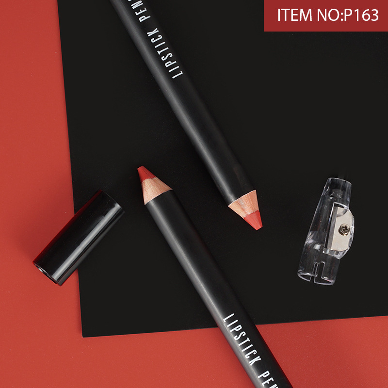 menow non-stick cup 12cm thick wooden stick lipstick matte hook Lip liner pen P163 with pen sharpener undefined